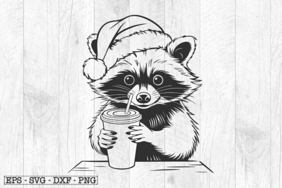 Christmas Raccoon SVG, Funny Raccoon PNG for Graphics and Crafts