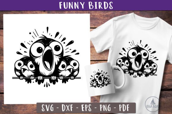 Fun Birds Graphics for Crafts
