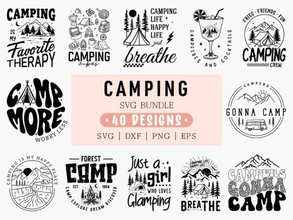 Funny Camping SVG Bundle Graphics for Crafts