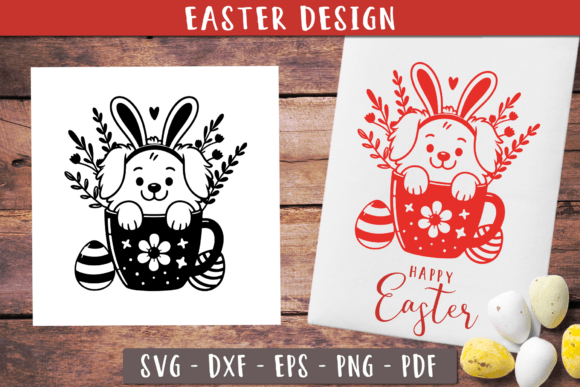 Funny Dog Svg Happy Easter Tea Towel for Crafts and Graphics