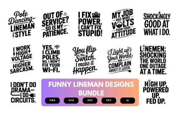 Funny Lineman SVG Bundle Graphics for Crafts