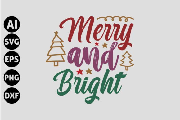 Merry and Bright Svg for Embroidery Projects